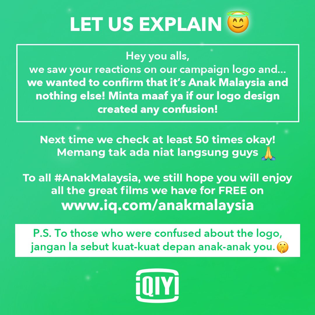 Apology statement by iQIYI. Photo: iQIYI Malaysia /Twitter