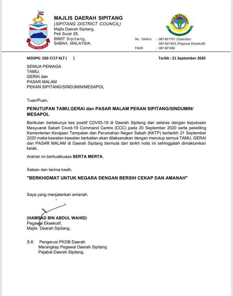 Notice from the Sipitang District Council