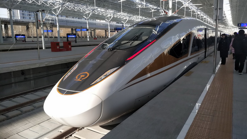 A Fuxing CR400BF-C-5140 at the Beijing North Railway Station in January 2019. Thailand will spend additional funds acquiring the newer-generation trains for use on its high-speed rail link now under construction. Photo: Vikarna / Wikimedia Commons