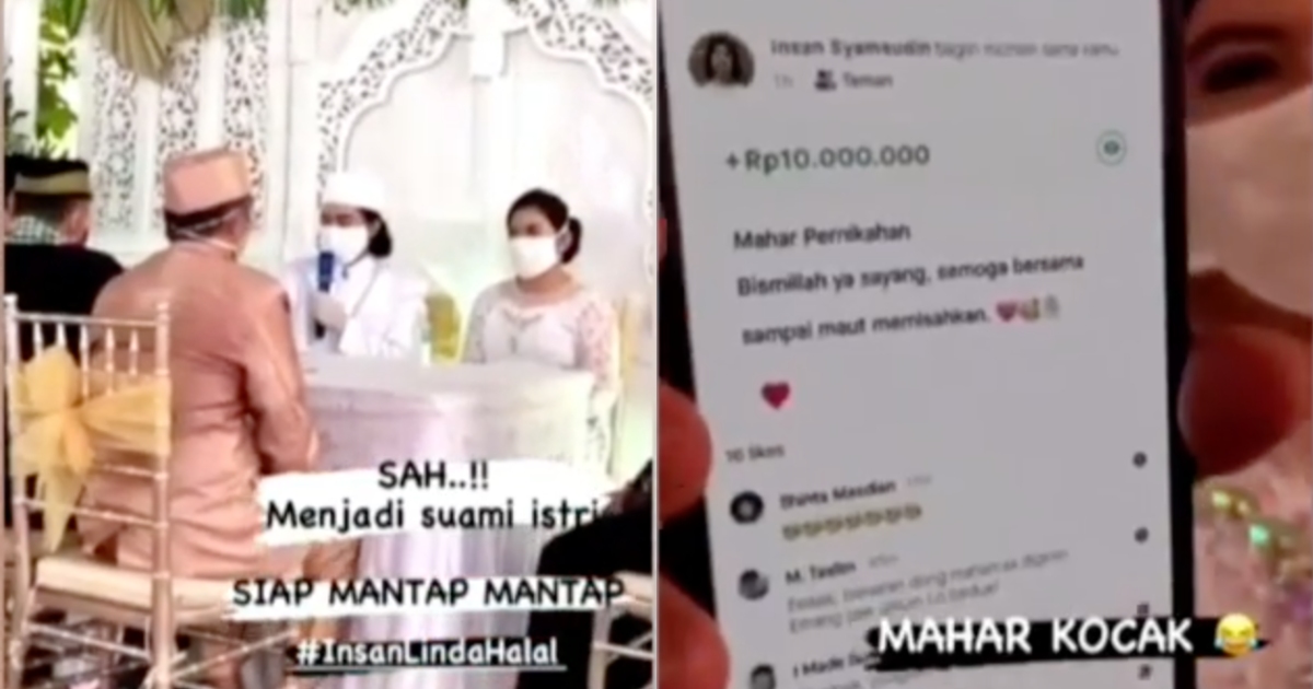 The latest unique dowry appears to perfectly encapsulate the era we live in, as it comes in the form of e-wallet credit, as seen in a viral wedding video of a couple in Jakarta. Screenshot from Instagram/@lukasoct & @lambe_turah