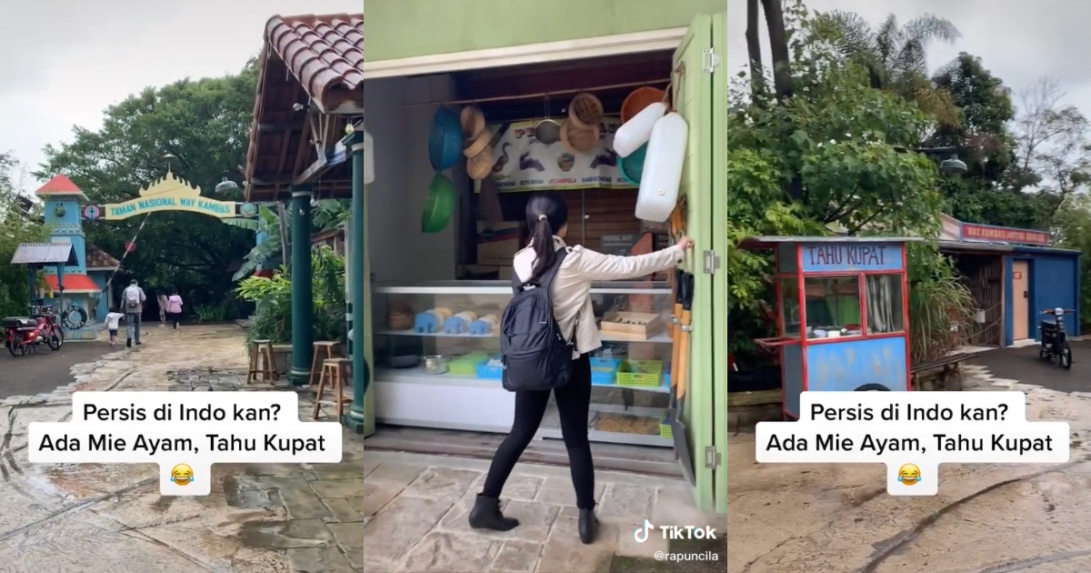A TikTok video posted by user @rapuncila shows a replica of what appears to be a typical Indonesian kampung (village) in Taronga Zoo, Sydney. Screenshot from TikTok/@rapuncila