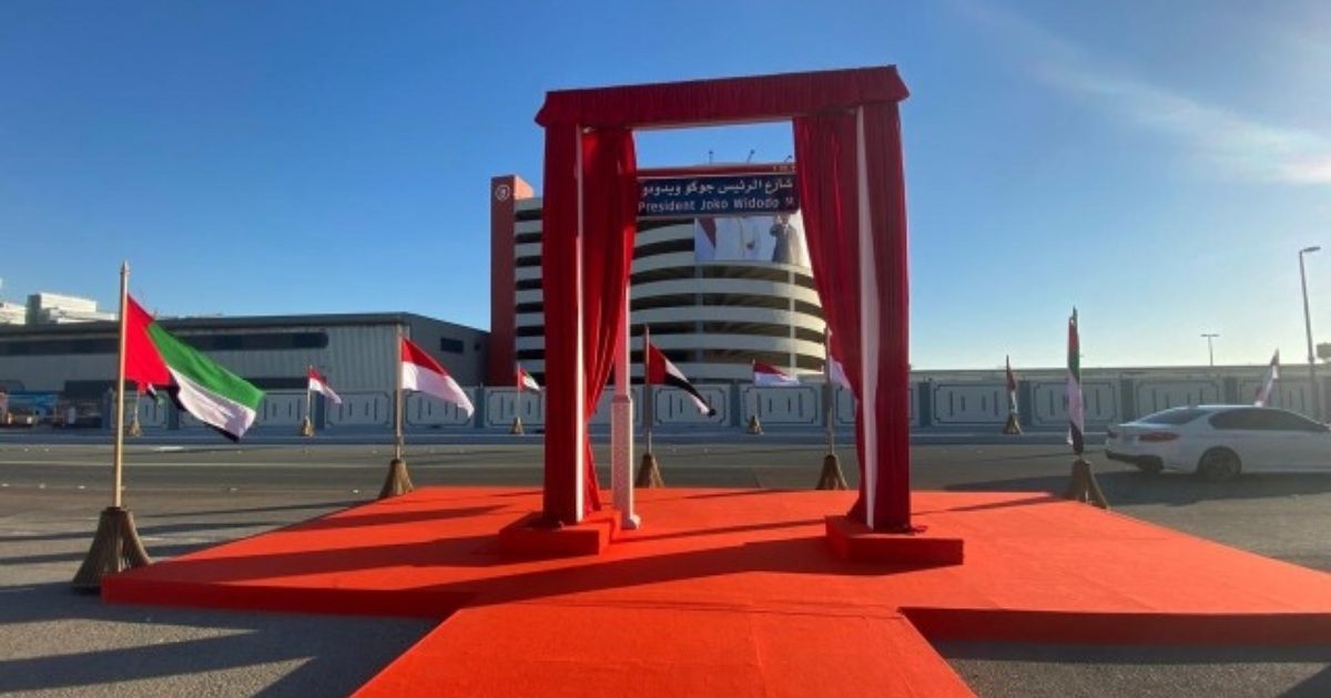 Previously named Al Ma’arid Street (meaning “exhibition” in English), President Joko Widodo Street is located in Abu Dhabi’s city center, in an area occupied by a number of diplomatic offices. Photo: KBRI Abu Dhabi
