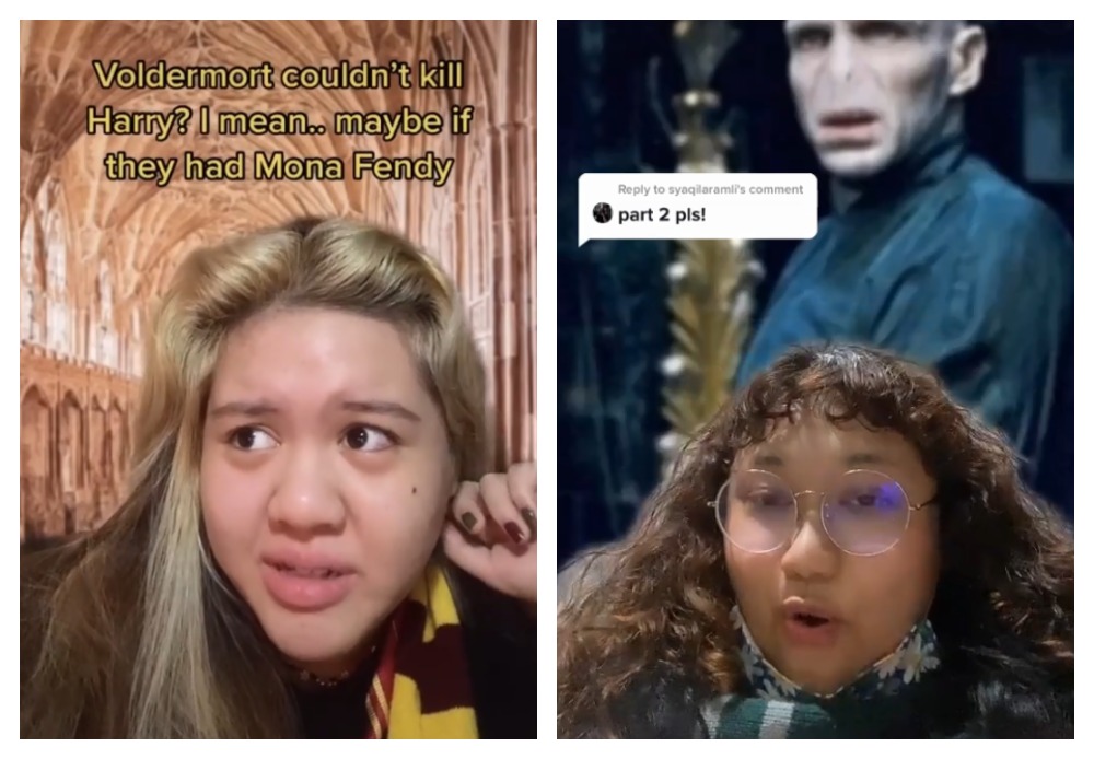 Screenshots of the Malaysian ‘If I went to Hogwarts’ TikTok videos. Photos: Eliza Roseli and Mellissa Mustaffa/Tik Tok
