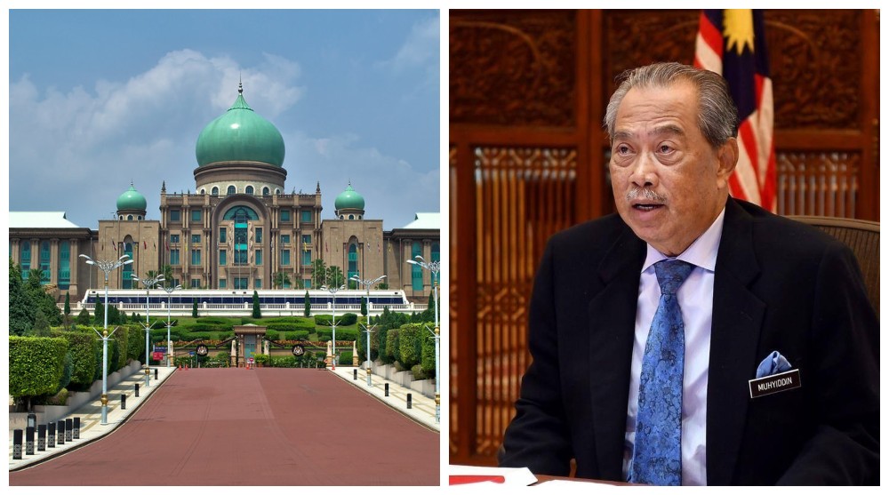 File photo of the Prime Minister’s office in Putrajaya, at left, and Prime Minister Muhyiddin Yassin, at right. Photos: Bokeh & Travel, Muhyiddin Yassin/Facebook
