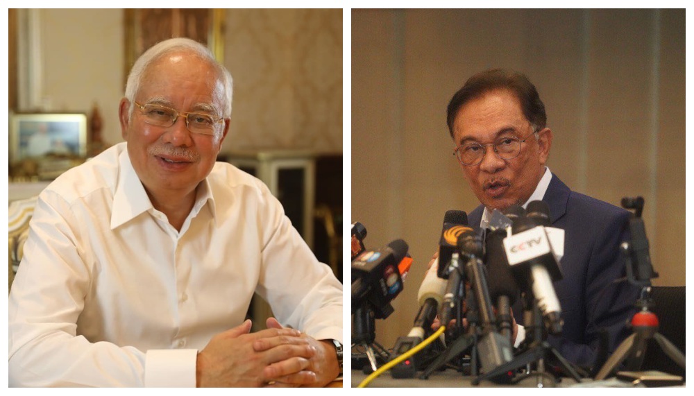 Najib Razak at his home in January, at left, and Anwar Ibrahim at Le Meridien, at right. Photos: Najib Razak, Anwar Ibrahim/Facebook
