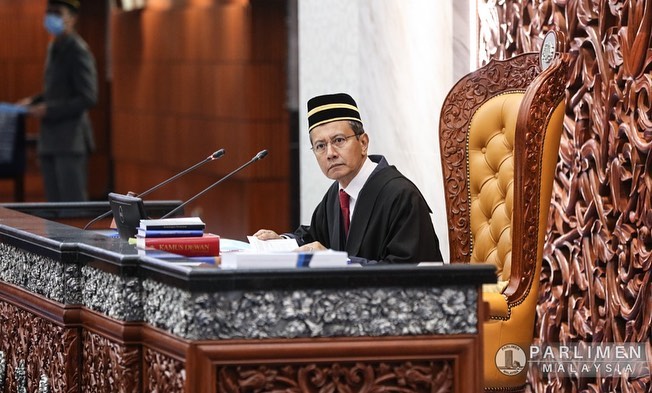 Art Harun taking his seat at the House of Parliament in a July photo: Photo: Parlimen Malaysia/Facebook