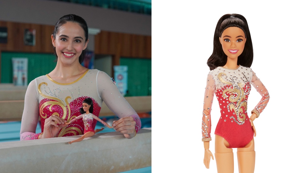 Farah Ann poses with her Barbie doll, at left, and a close-up of Farah Ann’s Barbie made in her likeness, at right. Photos: Edelman Worldwide
