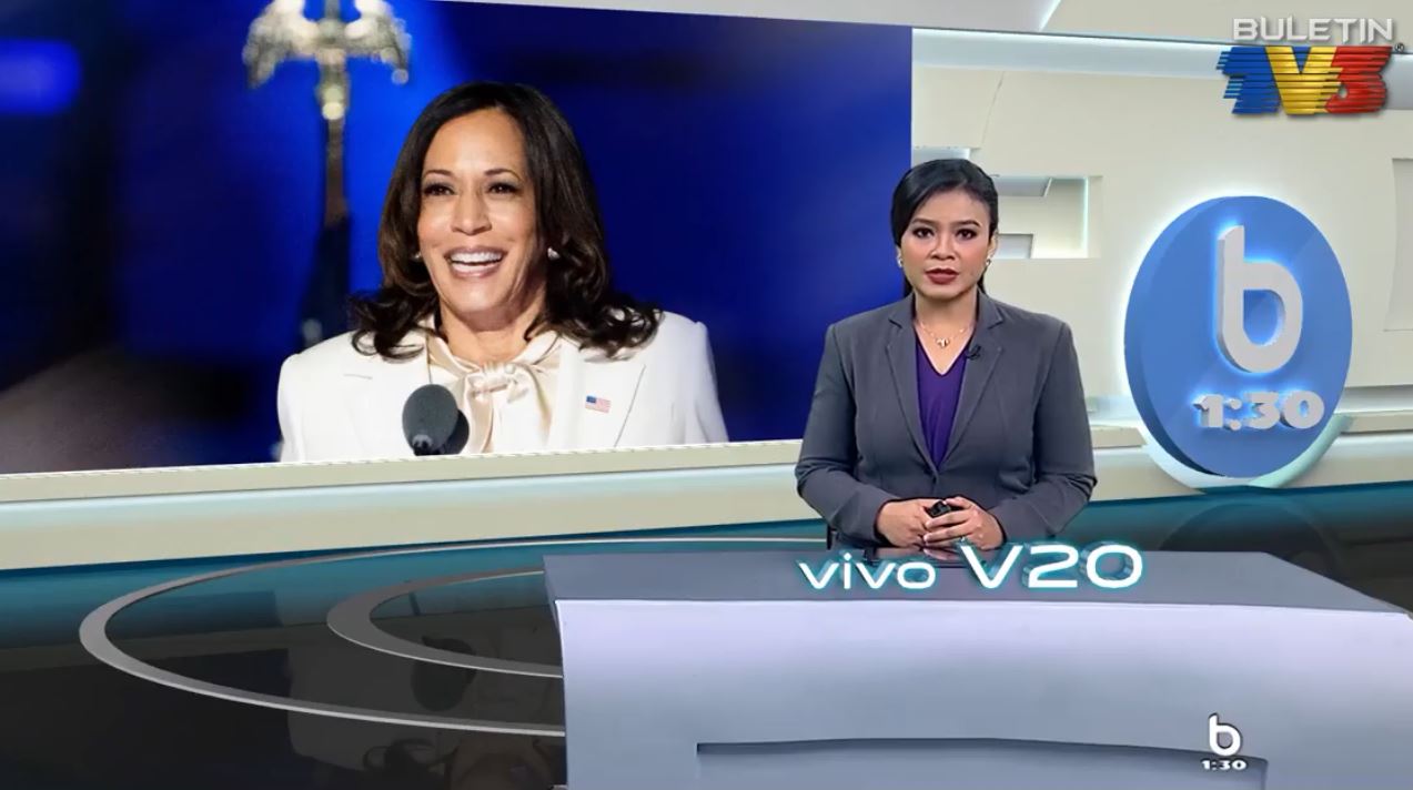TV3 newsreader Nur Jamalina in today’s news segment. Photo: TV3
