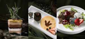 From left or right: the Geologic Parfait (S), chocolate-stuffed Lava Cookies (S) and the Lava Flow (S). Photos: Jurassic World Cafe