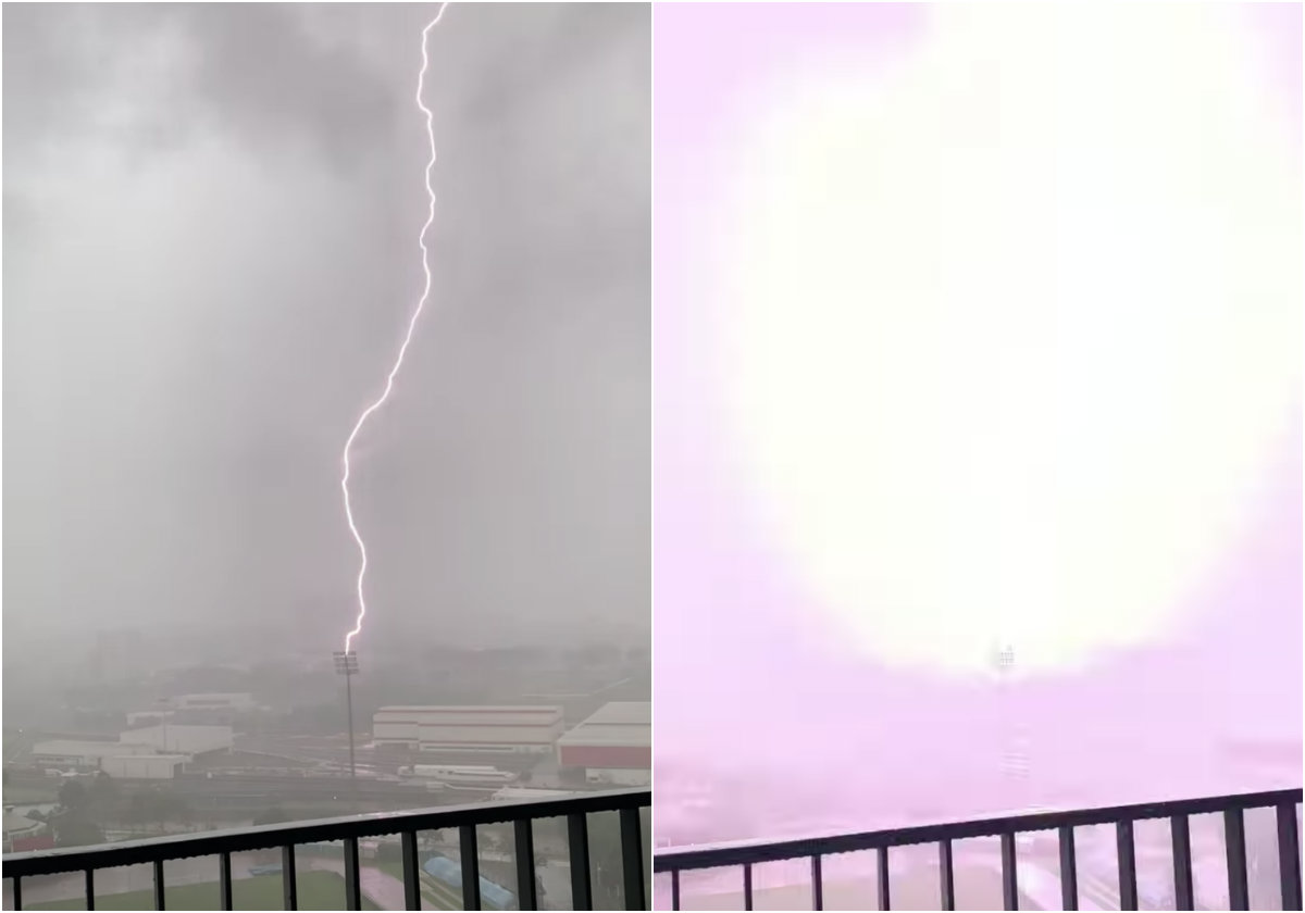 The lightning bolt at Bishan Stadium. Photo: Nikil Sreenivas/Facebook
