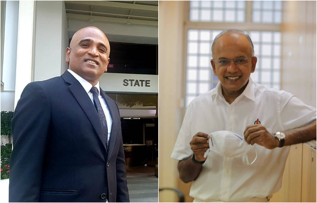 At left, M Ravi in a 2019 photo and Minister K Shanmugam in a July photo at right. Photo: Ravi M Ravi/Facebook
