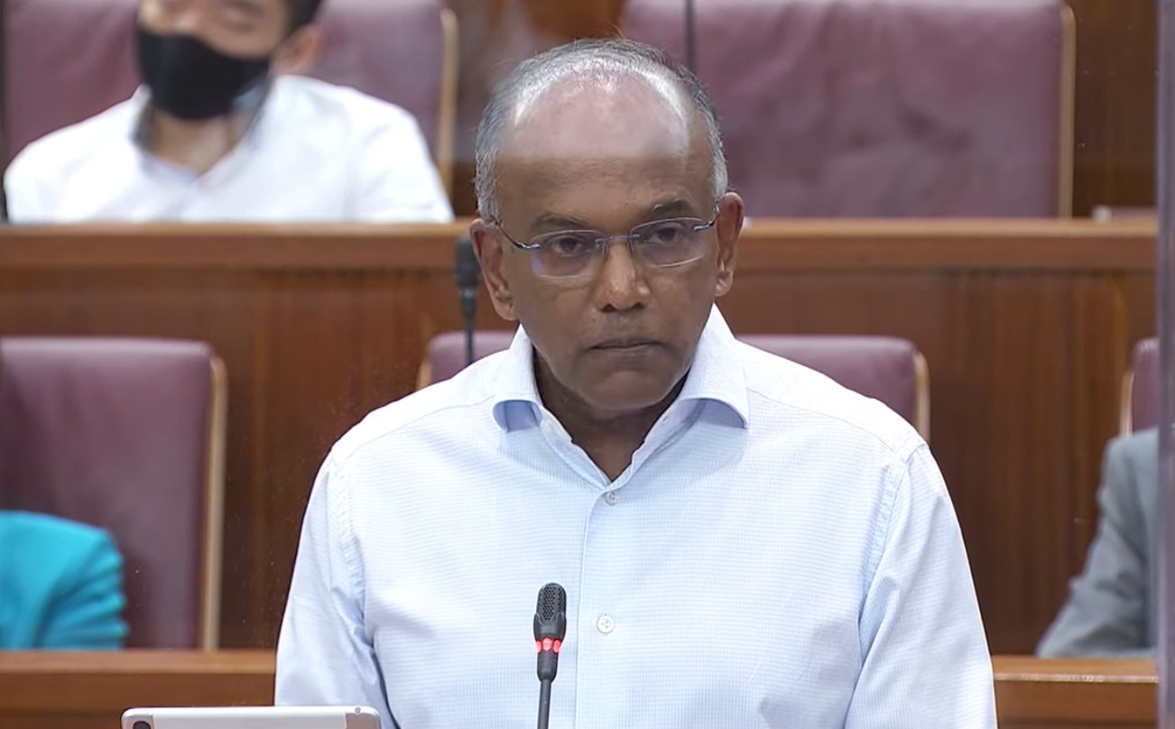 Home Affairs and Law Minister K Shanmugam speaks in Parliament on Nov. 4, 2020. Photo: CNA/YouTube