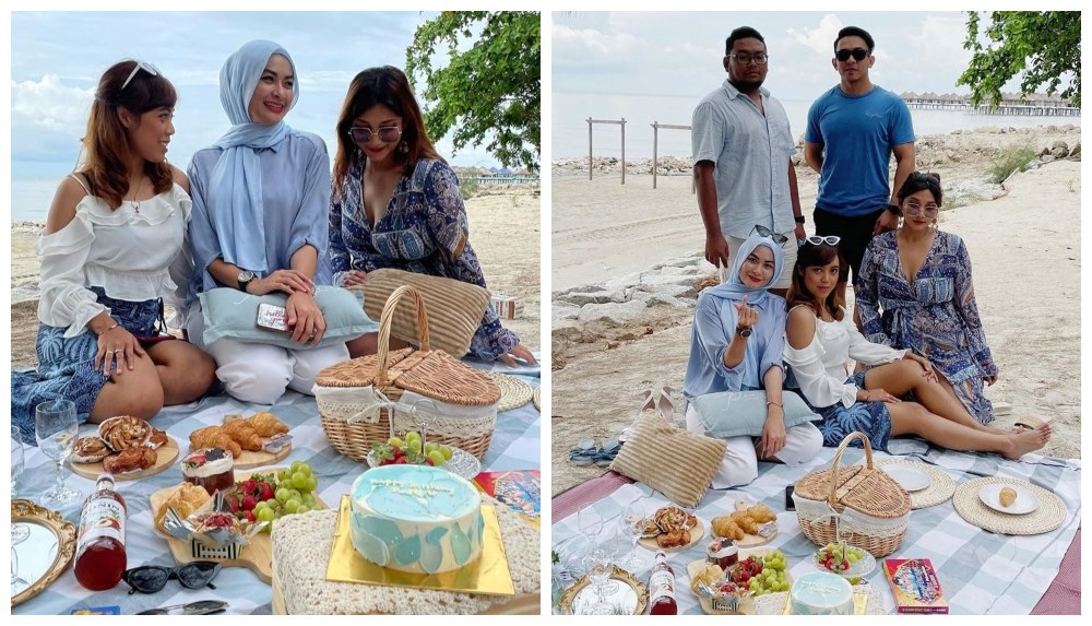 Young Syefura Othman, in light blue, surrounded by her friends at her birthday picnic. Photos: Young Syefura/Instagram
