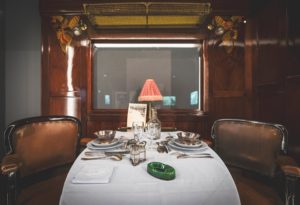 A dining table in the dining car. Photo: Orient Express