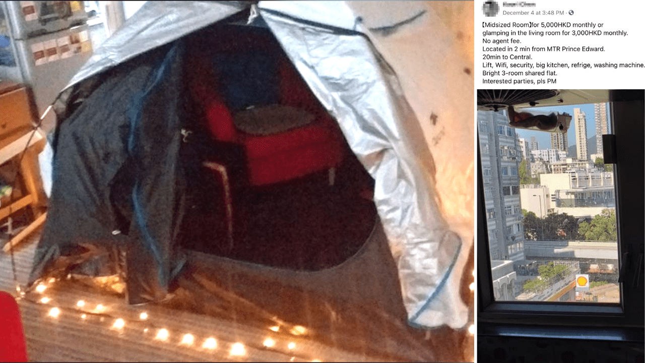 A Facebook user is renting out her living room as a “glamping” site. Photo via Facebook/Kaori Chen