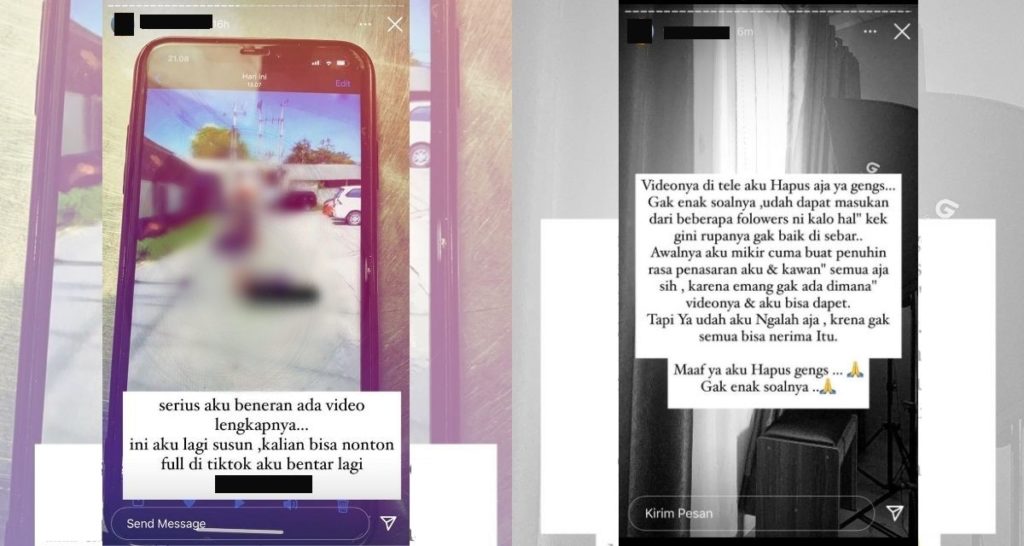 Screenshots of YF's Instagram stories.