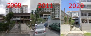 Goh’s terrace house still standing from 2008 to 2020. Photos: Google 