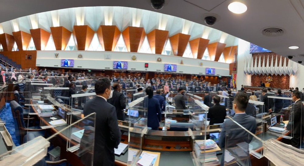 MPs standing up in parliament today. Photo: Nga Kor Ming/Twitter
