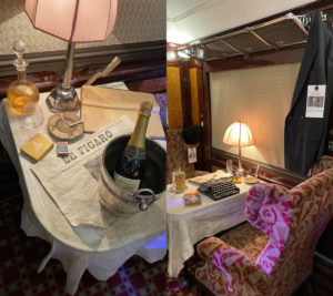 Some of the items laid out on the tables in the Pullman carriage. Photo: Coconuts