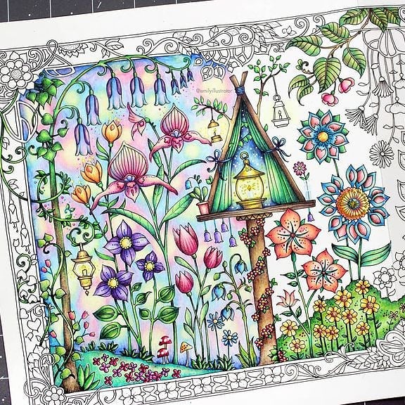 Unfinished page from an adult coloring book. Photo: Emilyillustrator/Instagram
