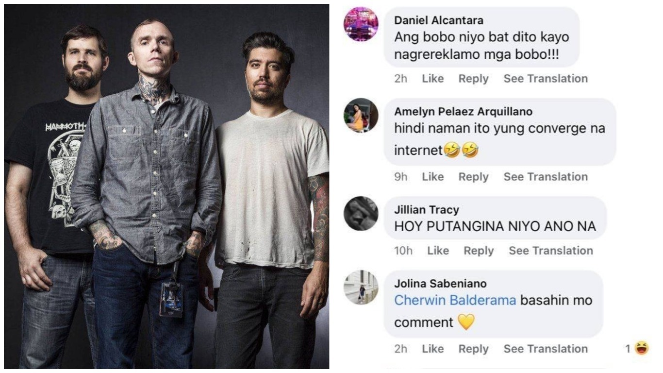 American rock band Converge and just a few of the comments they’ve received from Filipinos. Photo: Converge/FB