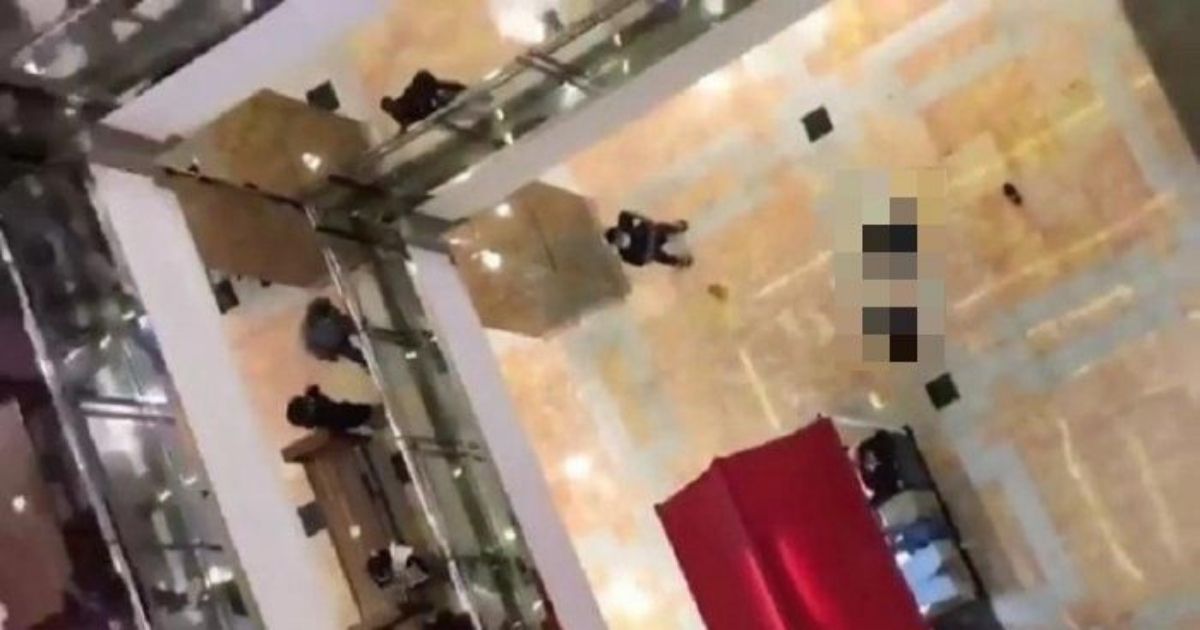 A woman reportedly committed suicide by jumping from the fourth floor of Taman Anggrek Mall in West Jakarta yesterday. A short clip showing her lying on the ground floor of the mall has been circulating online. Photo: Istimewa