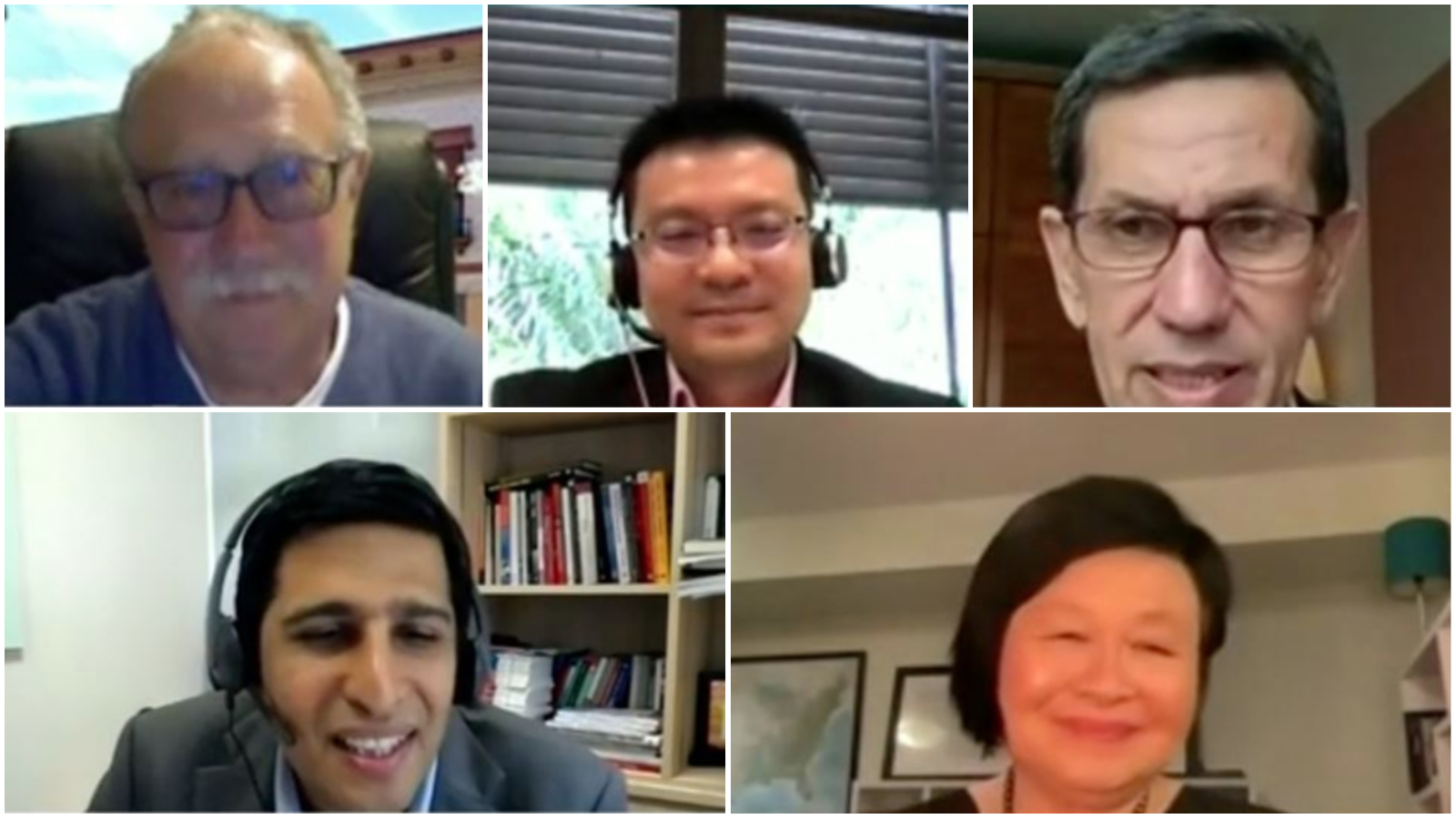 Panelists participate Thursday in an online discussion hosted by Singaporean think tank IPS. Photo: IPS/Facebook
