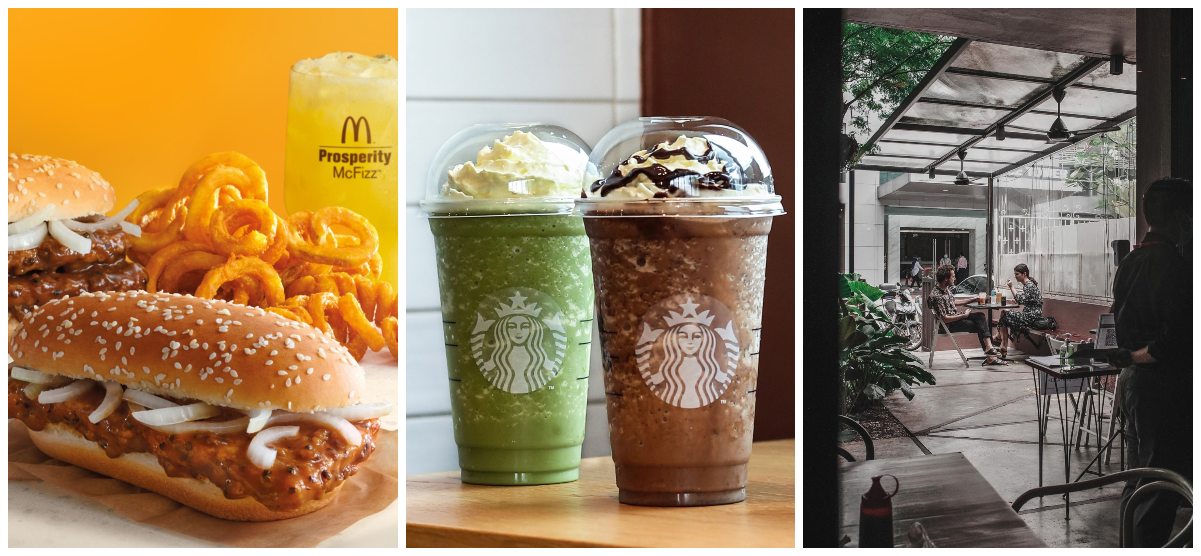From left: McDonald’s meal, Starbucks drinks, and exterior of Feeka Coffee Roasters cafe. Photos: McDonald’s Malaysia, Starbucks, and Feeka Coffee Roasters/Facebook