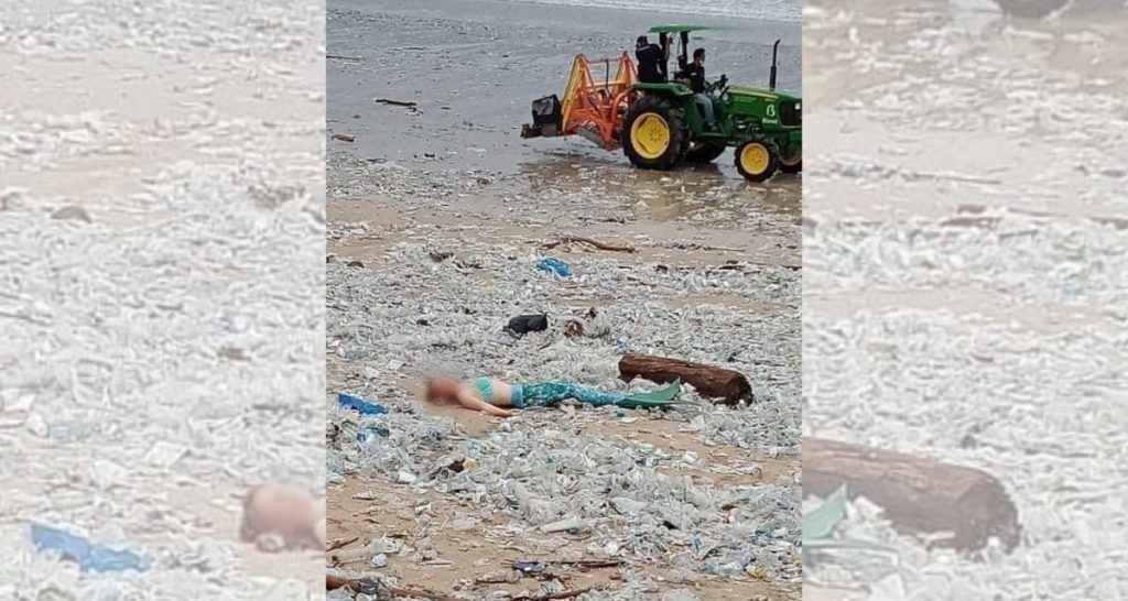 The photo of a woman dressed in turquoise-colored mermaid costume is currently making its rounds online. Screengrab: Instagram