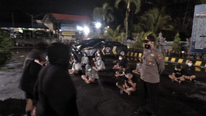 Badung Police seized 20 motorbikes and apprehended 36 people last night in connection to illegal motorcycle racing. Photo: Istimewa via Tribun Bali