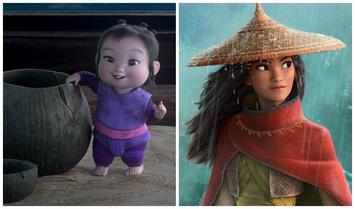 The con-baby, at left, and Raya, at right from ‘Raya and The Last Dragon.’ Photos: Walt Disney Animation Studios/YouTube
