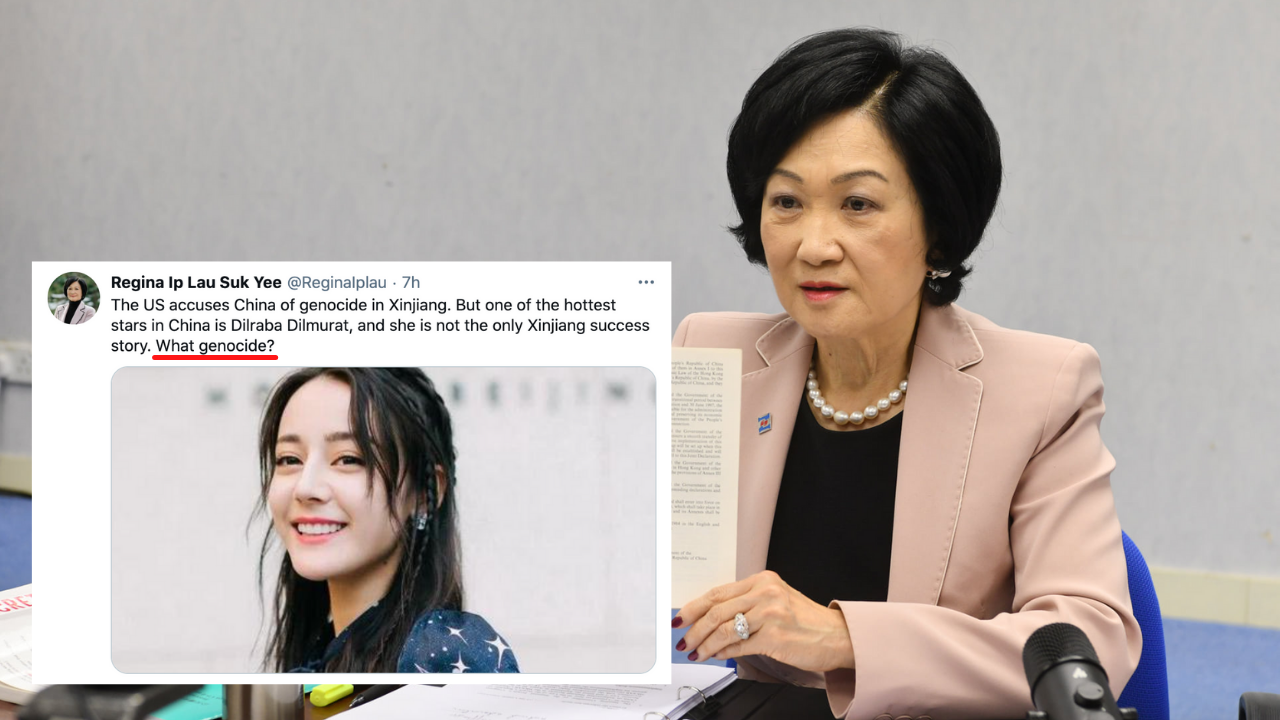 Hong Kong lawmaker Regina Ip said on Twitter that reports about the ongoing persecution of Uighurs in Xinjiang are false. Photo: Twitter and Facebook/Regina Ip