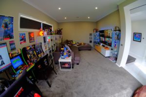 The gaming room filled with miniature arcade games. Photo: Helmi Abdat