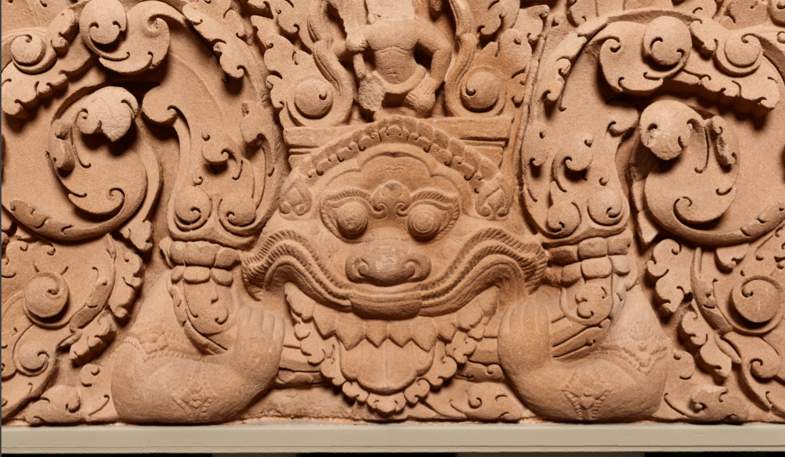 The Hindu deity Indra sits astride his demon mount Kala in one of two lintels to be returned to Thailand. This carving came from Prasat Khao Lon, a Khmer temple in Sa Kaeo province. Photo: U.S. Department of Justice