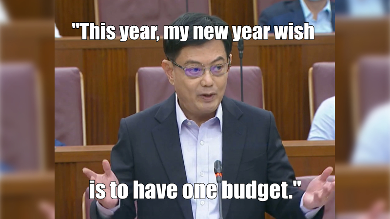 Heng delivers budget speech on Feb. 16. Photo: MOF/Facebook
