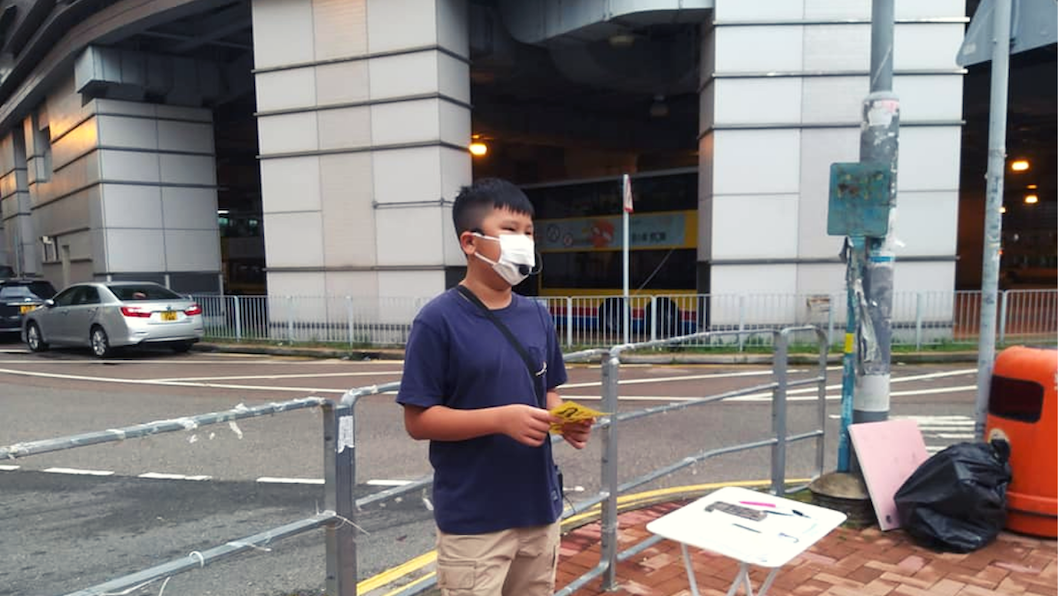 Joel Wong, 11, says he will be stepping down as leader of the Tin Shui Wai Concern Group. Photo: Facebook/Tin Shui Wai Concern Group