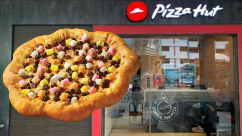 Pizza Hut’s latest innovation superimposed over its Bedok outlet. Image: Pizza Hut Singapore
