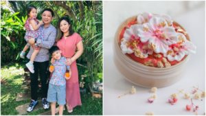 Tang and her family at left. Her ‘The Seasonal Blooms’ slime at right. Photos: Quaint Candy