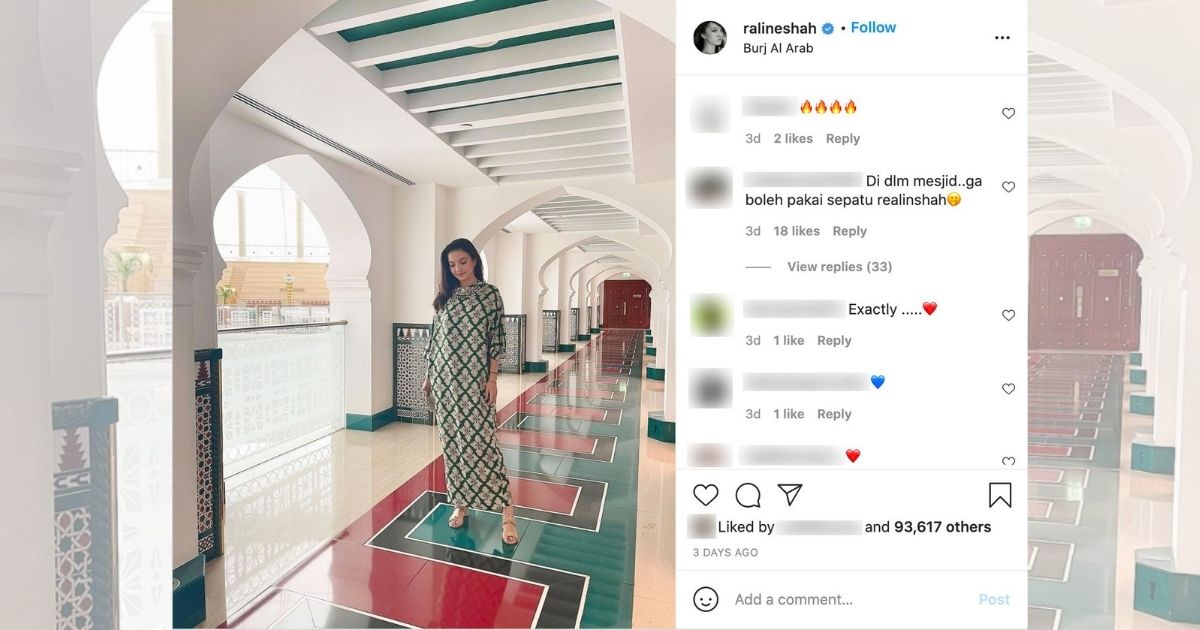 Falsely equating Middle Eastern interior design with that of mosques, many netizens accused Indonesian actress Raline Shah of wearing her heels inside an Islamic house of worship and demanded some sort of apology from her. Screenshot from Instagram/@ralineshah