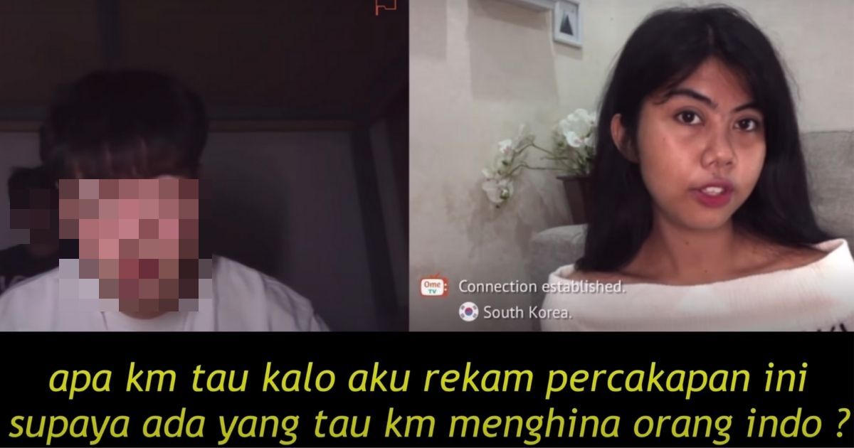 “Do you know that I’ve recorded this conversation so that people would know that you had insulted Indonesian people?” Indonesian aspiring YouTuber Indah Asmigianti told the South Korean man she encountered on OmeTV after he launched a racist tirade against Indonesians. Screenshot from YouTube/Indah Asmigianti
