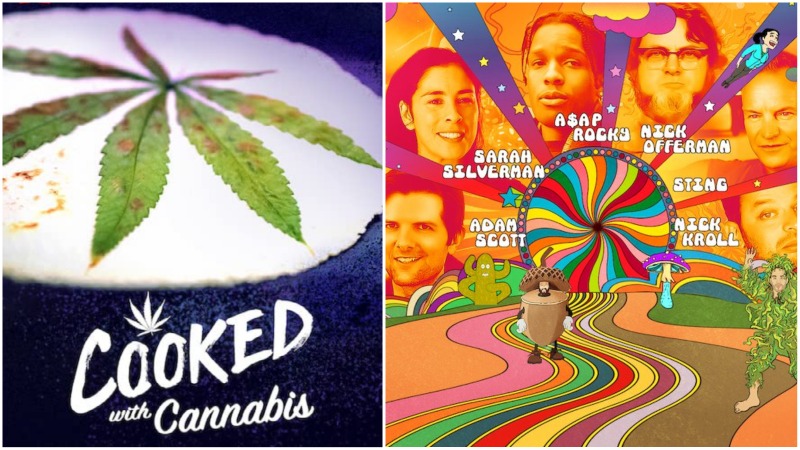 Film posters for 2020’s ‘Cooked with Cannabis’ and ‘Have A Good Trip: Adventures in Psychedelics’ distributed by Netflix. Images: IMDb, Netflix
