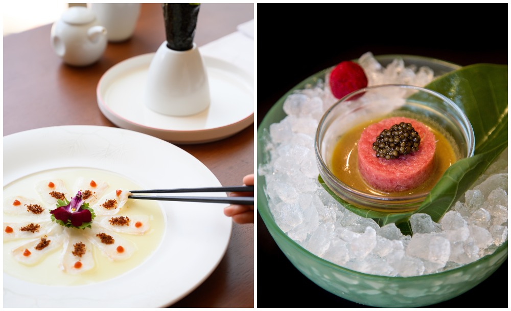 Signature dishes Peruvian-style sashimi tiradito at left, and toro tartare with caviar, at right. Photos: Go Communications