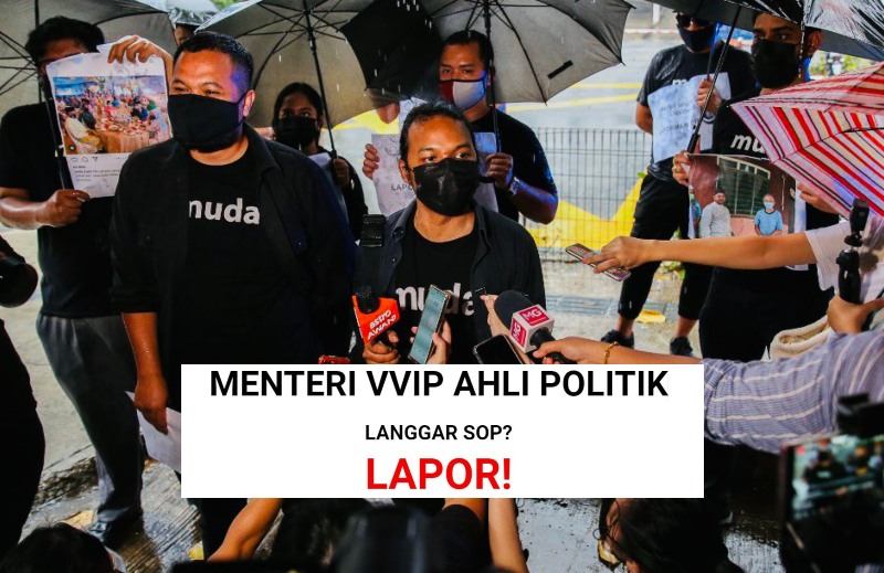 A screenshot of the lapormenteri.com against a photo of Muda spokesperson Amir Hadi. Original photo: Partimuda/Twitter
