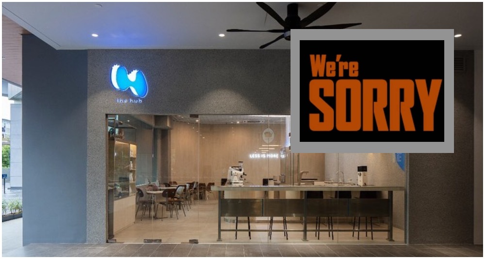 ‘We’re sorry’ post by The Hub Coffee Roasters against their storefront in Damansara. Original photos: The Hub Coffee Roasters and Nav Designs/Instagram

