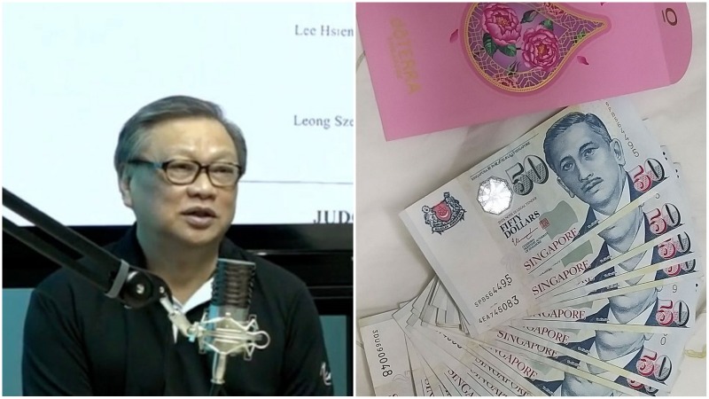 Leong Sze Hian during an interview, at left, and S$700 in cash he said Sunday that donors had provided. Photos: The Online Citizen/Facebook, Leong Sze Hian/Facebook
