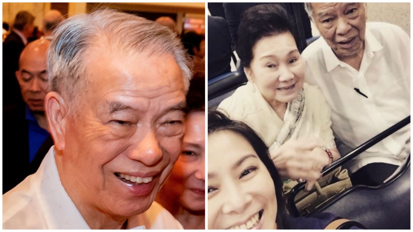 Filipino-Chinese businessman Lucio Tan with his daughter Vivienne and wife Carmen