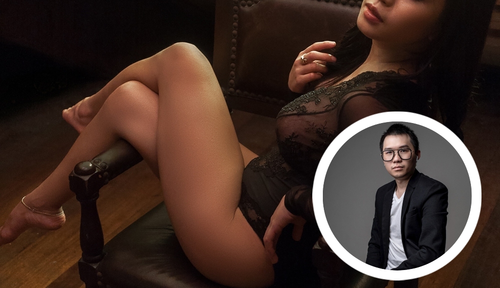 File photo of a model in a boudoir shoot and a photo of the accused. Photos: KM Bermillo/Unsplash and Brendan Lee/LinkedIn