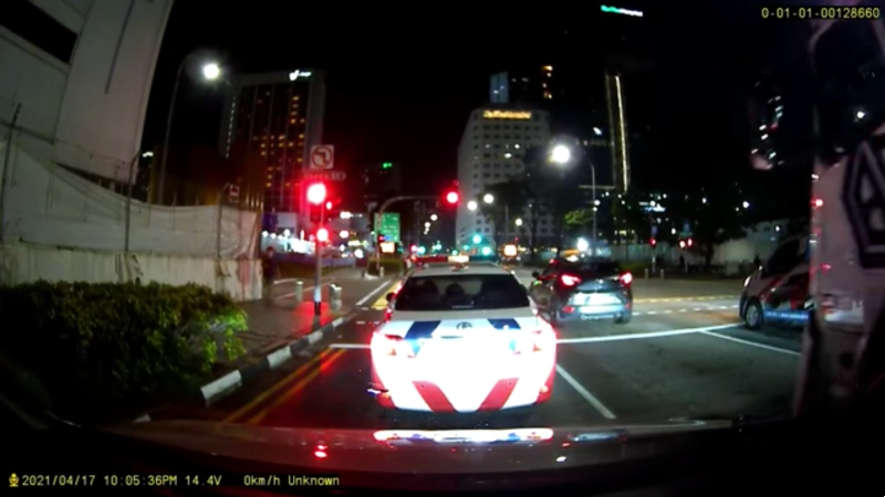 Screengrab from footage of a car running a red light posted Tuesday. Photo: Amir Abu Adam/Facebook
