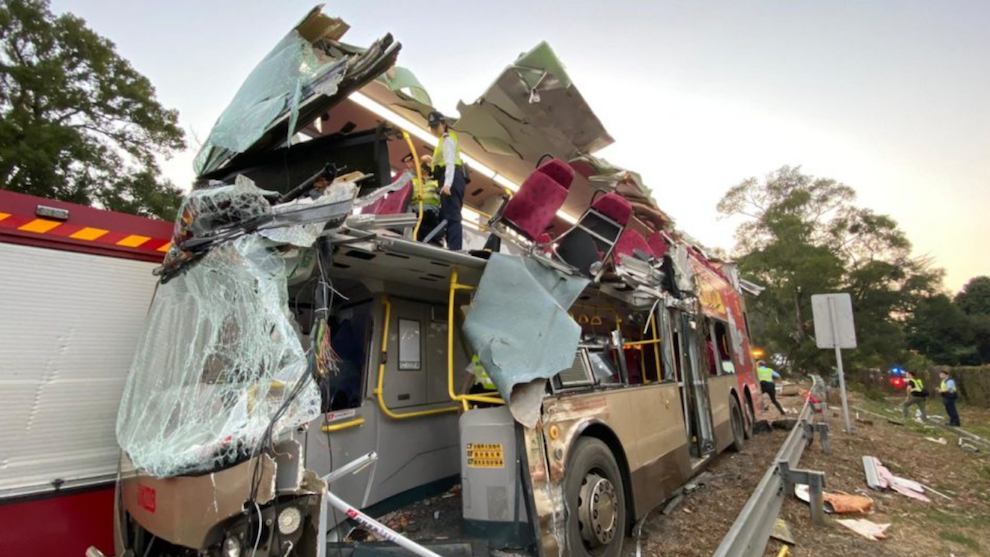 The fatal 2019 crash along Fanling Highway left six dead and 39 injured. Photo: Apple Daily