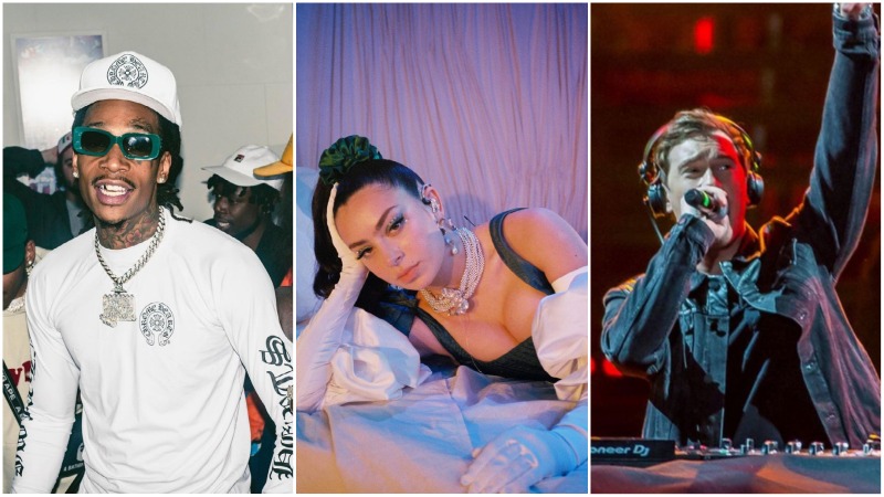 From left to right: rapper Wiz Khalifa, pop singer Charli XCX and DJ Hardwell. Photos: Wiz Khalifa/Instagram, Charli XCX/Instagram, Hardwell/Instagram
